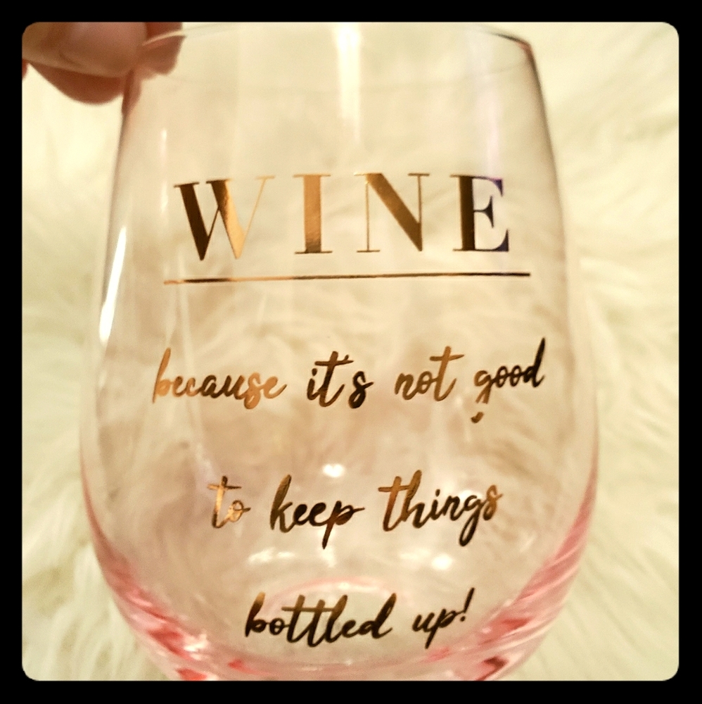 ● Stemless Wine Glass, Pink, NEW